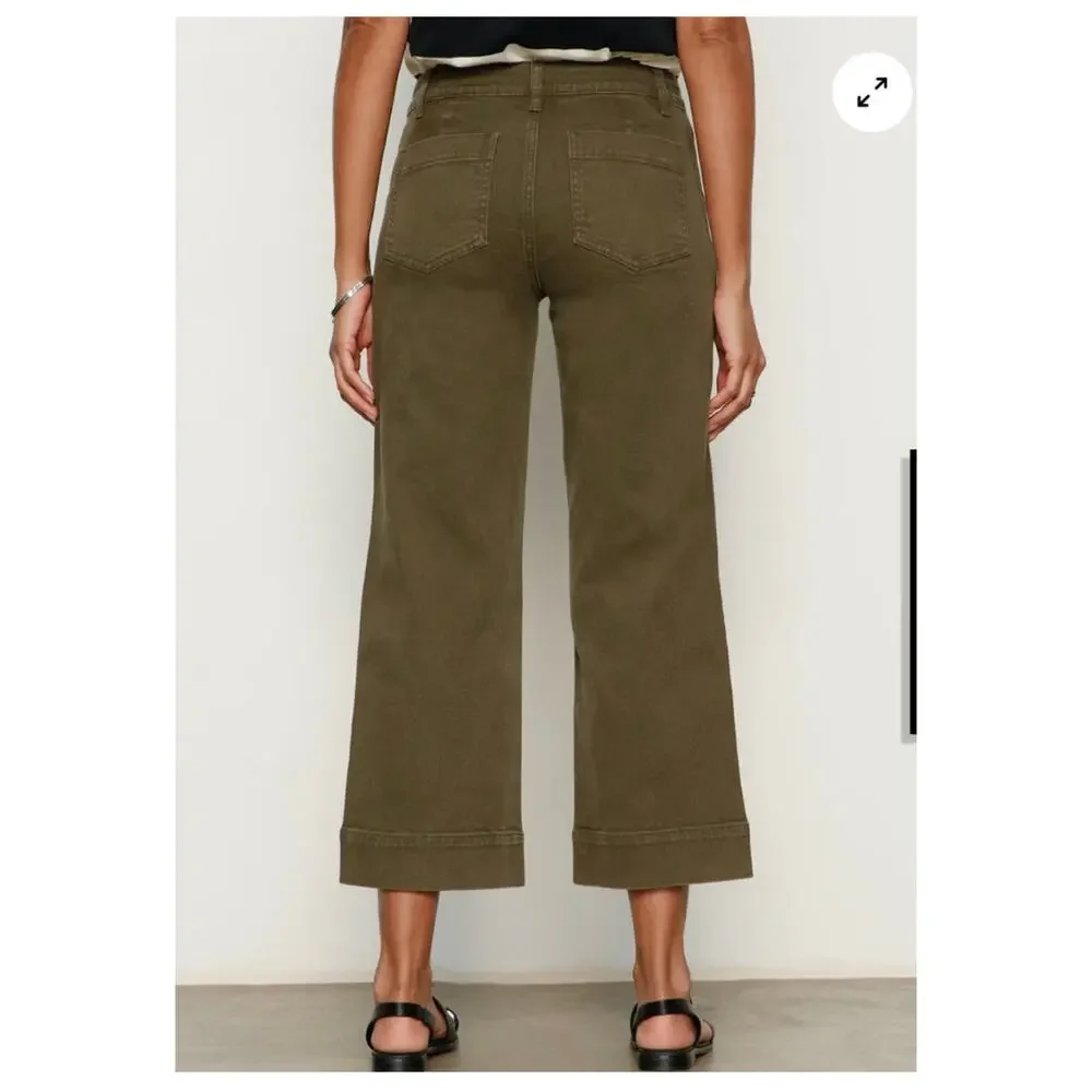 NWOT Sanctuary Denim The Marine Wide Leg Crop Jeans 29 Army Green Patch Pocket - Picture 3 of 16